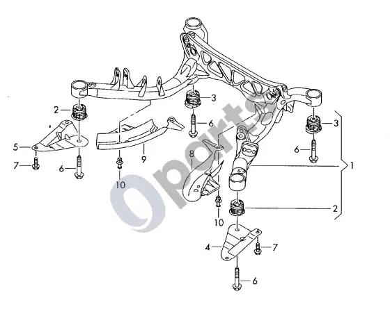 Audi A4 S4 B8 8K atraminis rėmas; netinka – schema