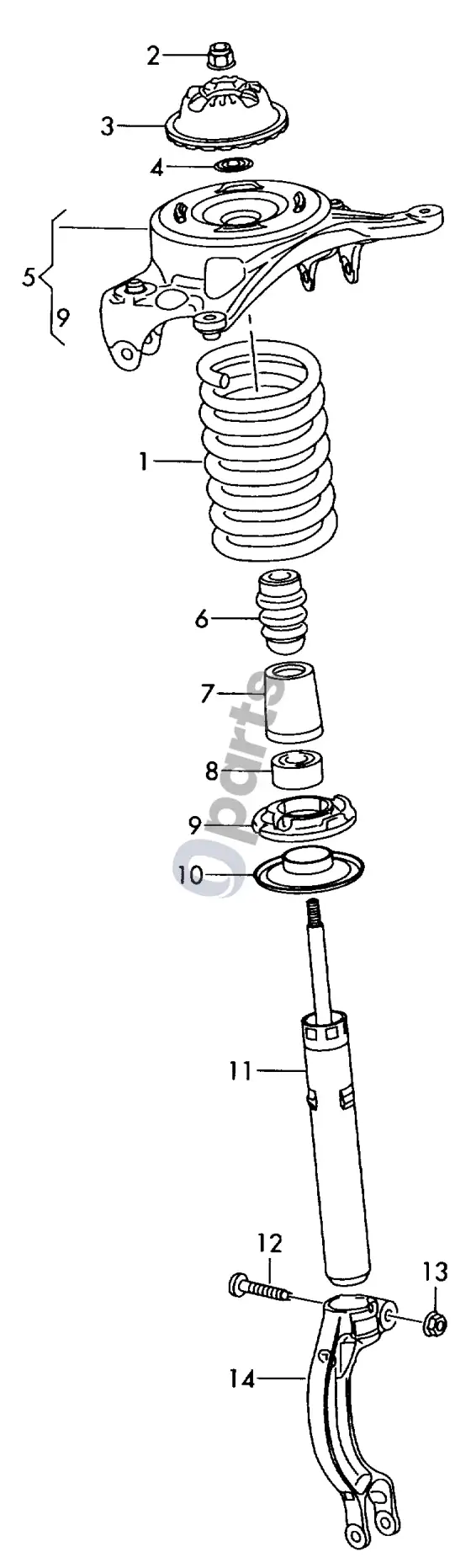 Audi A4 S4 B8 8K dujinis amortizatorius – schema