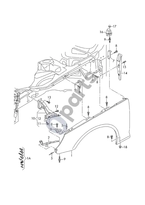 Audi A4 S4 B9 8W sparnas – schema