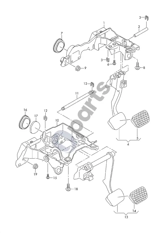 Audi A4 S4 B9 8W stabdžių pedalas – schema