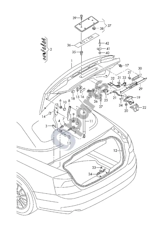 Audi A5 galinis dangtis – schema