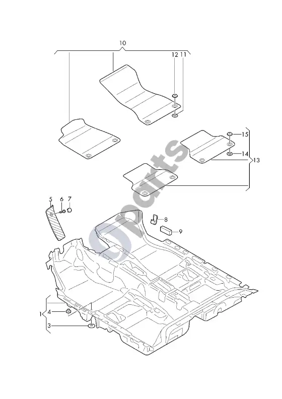 Audi A5 grindų danga – schema