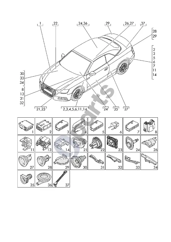 Audi A5 saugiklių dėžė – schema