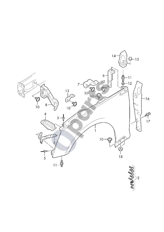Audi A5 sparnas – schema