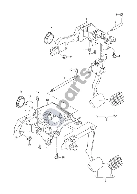 Audi A5 stabdžių pedalas – schema