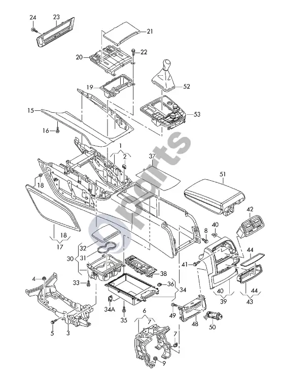Audi A6 C7 centrinė konsolė – schema