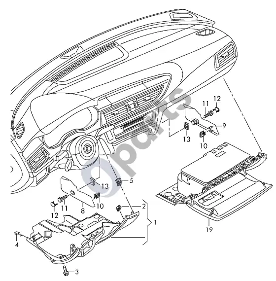 Audi A6 C7 daiktų skyrius – schema
