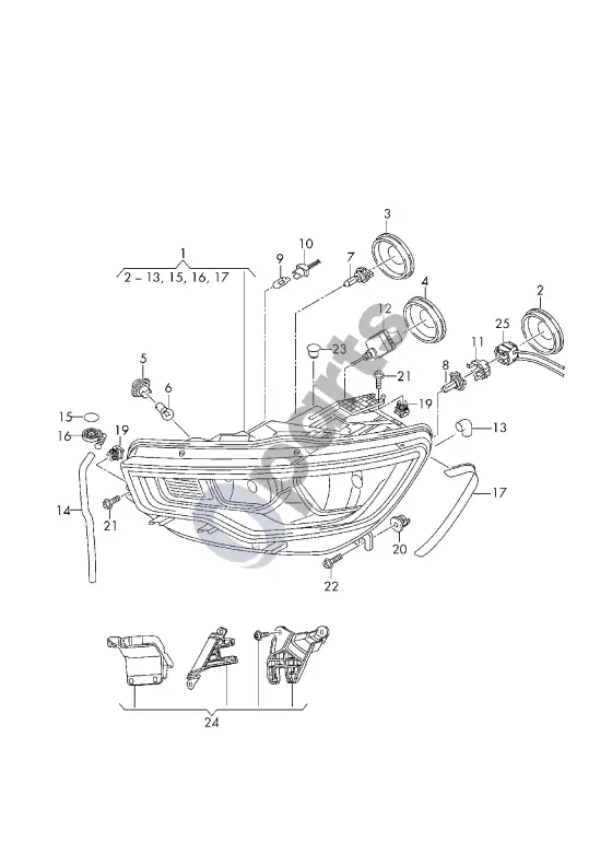 Audi A6 C7 halogeninis žibintas – schema