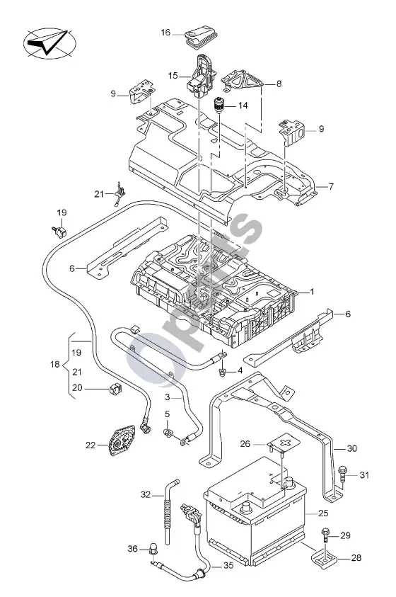 Audi A6 C7 hibridinis akumuliatorius – schema