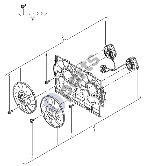 Audi A6 C7 radiatoriaus ventiliatorius – schema