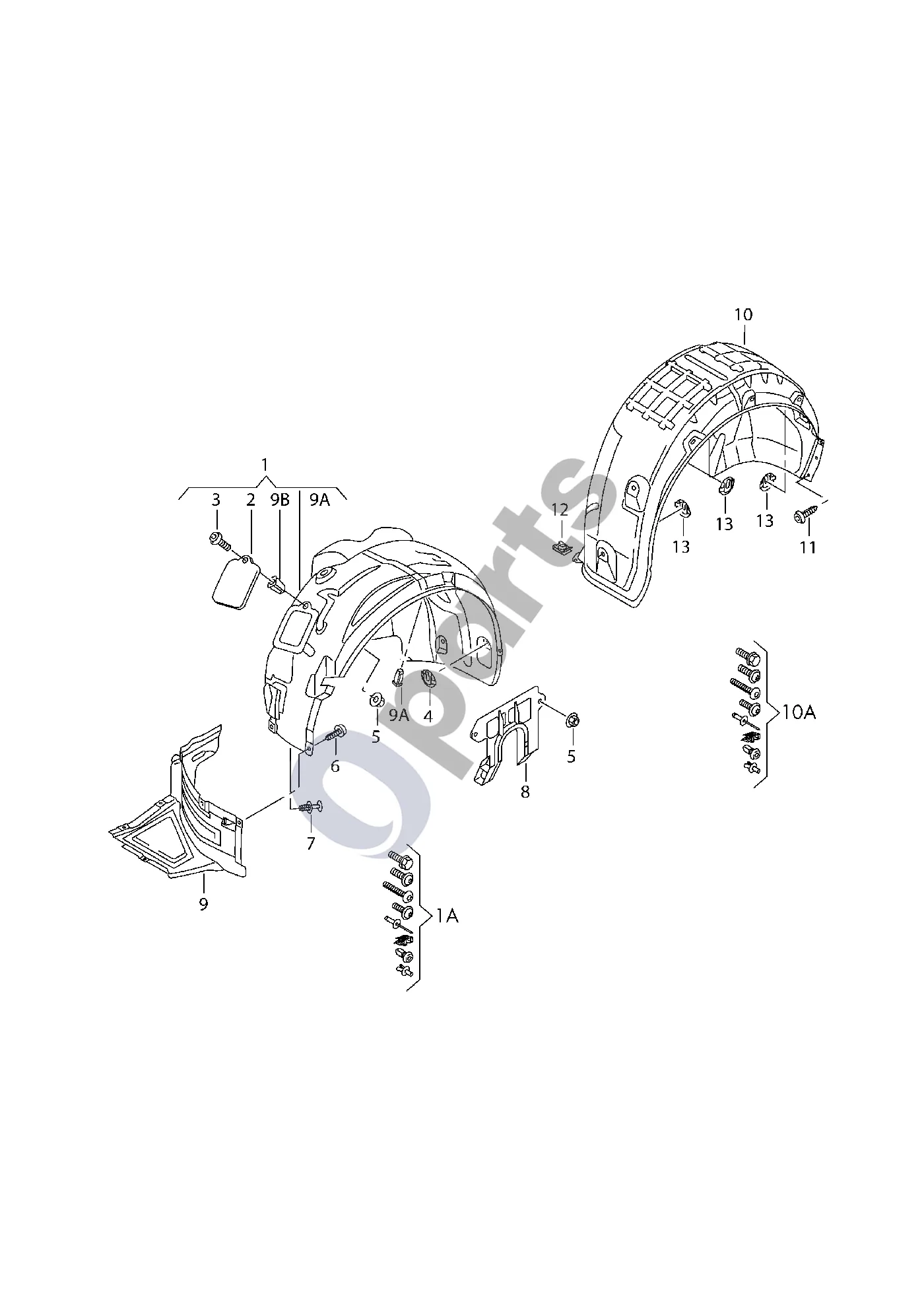 Audi A6 C7 (2011–) Rato arkos apdaila schema – pozicija 10: Rato arkos apdaila