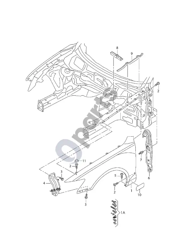 Audi A6 C7 sparnas – schema