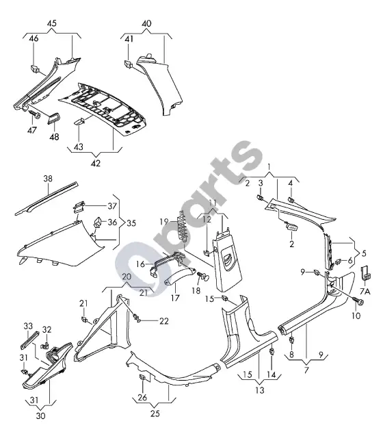 Audi A6 C7 statramščio apdaila – schema