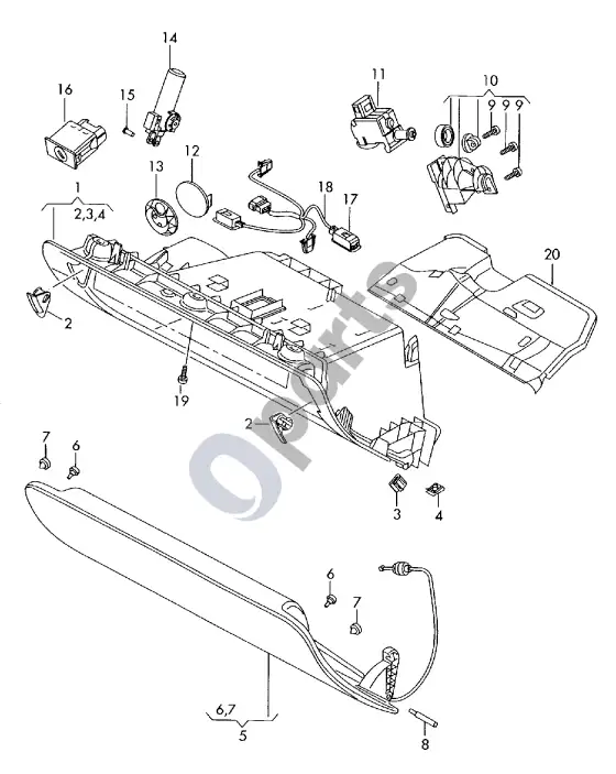 Audi A6 etron 85E daiktadėžė – schema