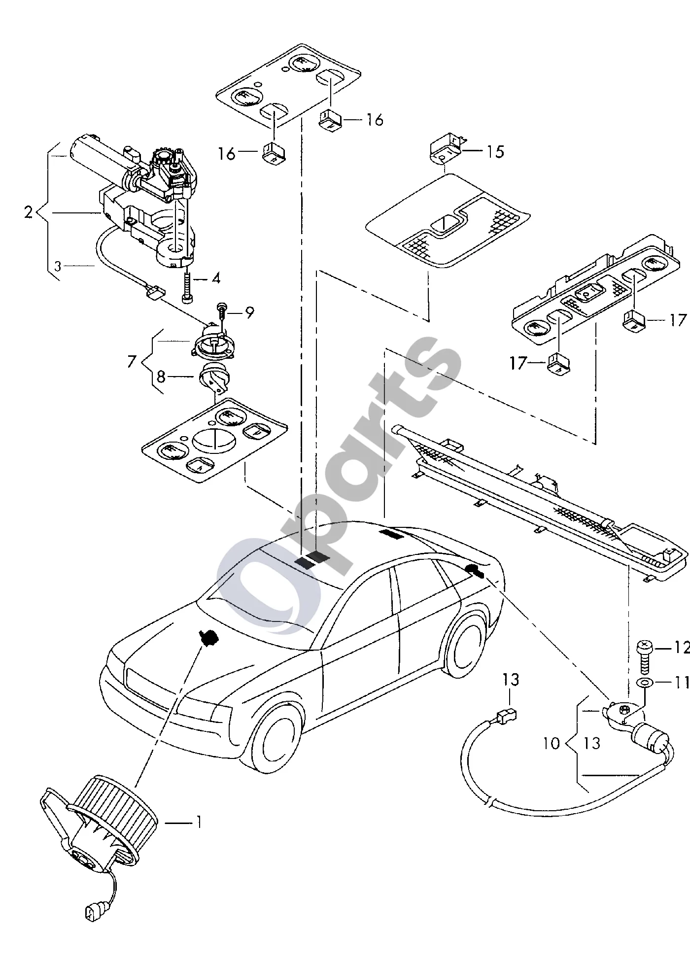 Audi A6 S6 C5 4B (1997–2005) Ventiliatorius schema – pozicija 2: Stoglangio variklis F >> 4B-X-025 583*