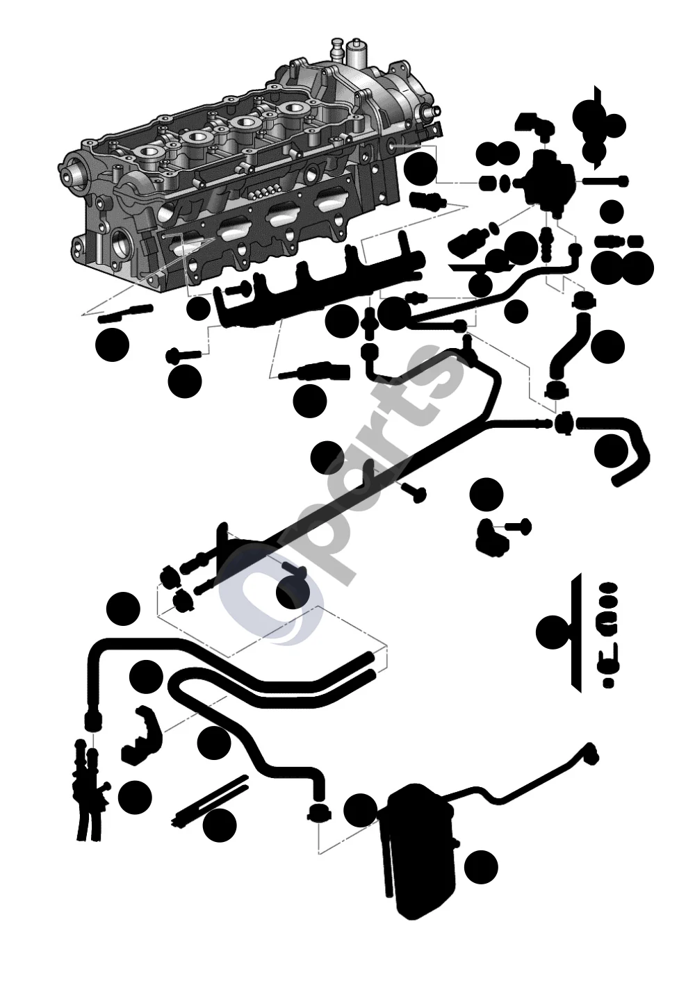 Audi A6 S6 C6 4F (2004–2011) Aukšto slėgio siurblys (BPJ) schema – pozicija 12: Įpurškimo vožtuvas (use if required: 06D 998 907)