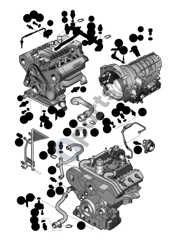 Audi A6 S6 C6 4F jungikliai ir davikliai ant variklio (BPP) – schema