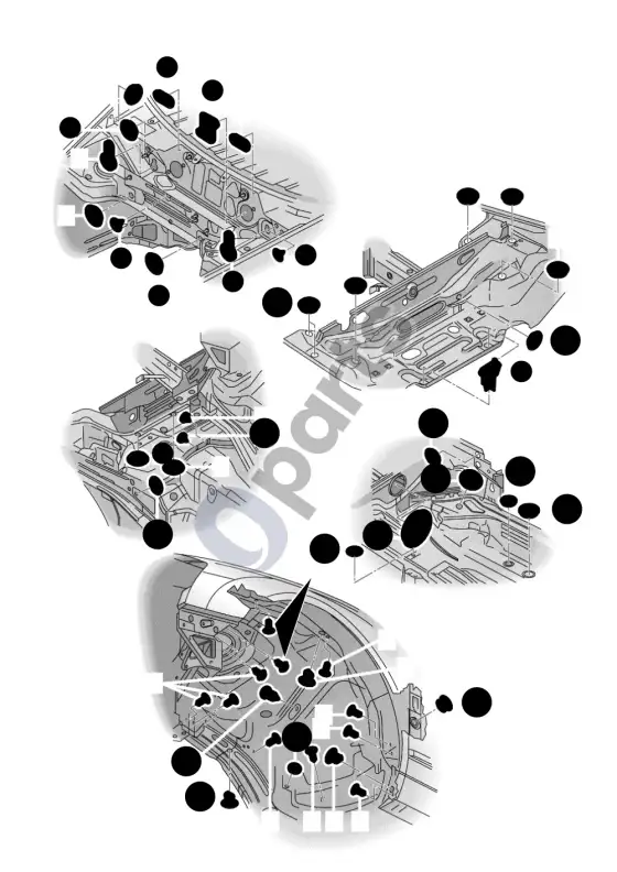 Audi A6 S6 C6 4F kamščiai – schema