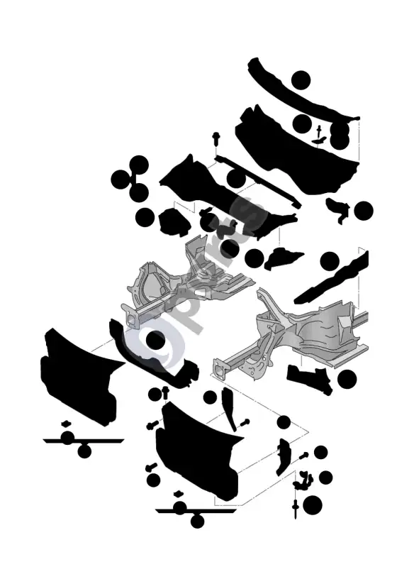 Audi A6 S6 C6 4F kėbulo priekinė dalis – schema