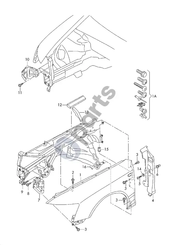 Audi A6 S6 C6 4F sparnas – schema