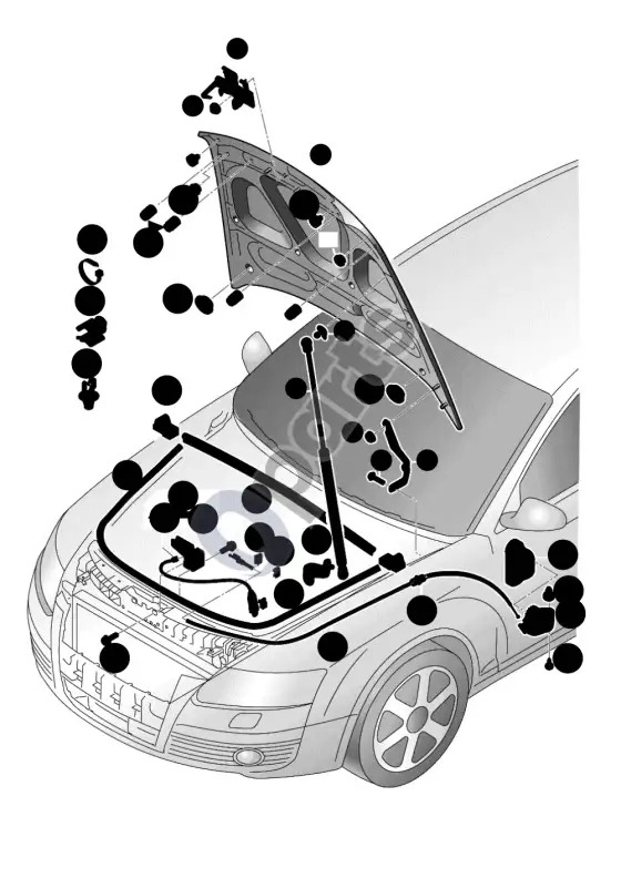 Audi A6 S6 C6 4F variklio dangtis – schema