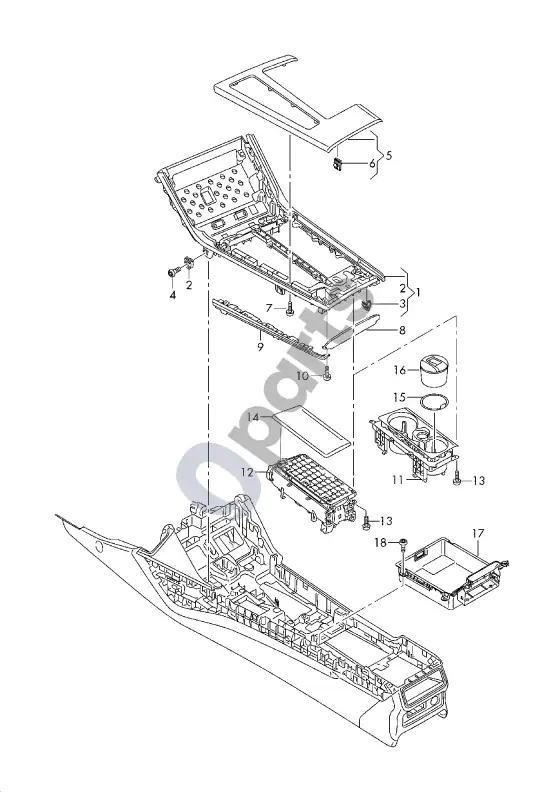 Audi A6 S6 C8 4K centre console, upper part – schema