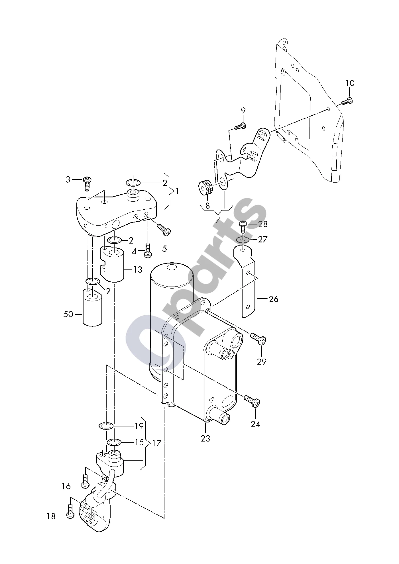 Audi A6 S6 C8 4K (2018–2025) Refrigerant circuit; condenser schema – pozicija 23: Heat exchanger with refrigerant receiver
