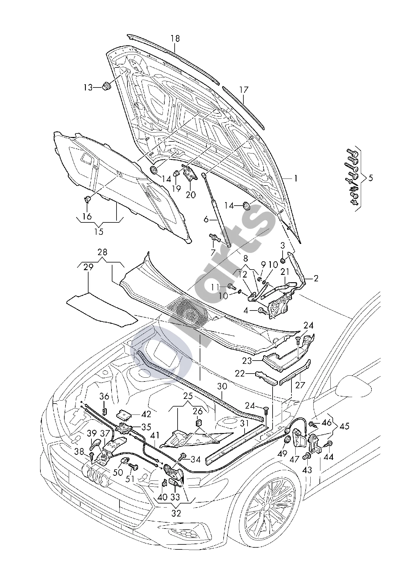 Audi A6 S6 C8 4K (2018–2025) Variklio dangtis schema – pozicija 8: Pėsčiųjų apsaugos aktyvatorius; ***** Dėmesio pavojinga ****** D >> - 24.06.2019