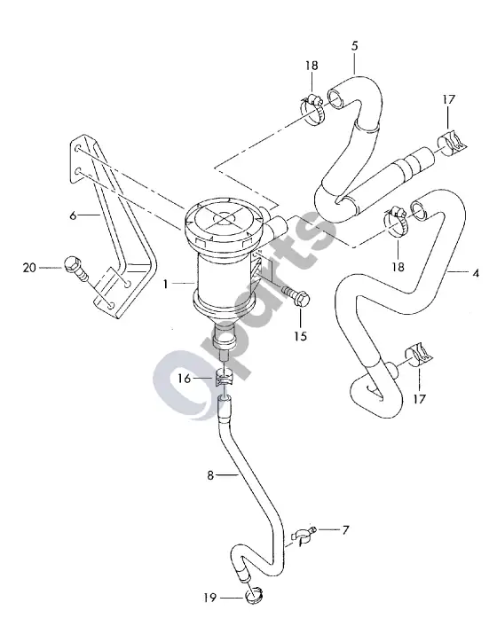 Audi A8 S8 D2 4D alyvos separatorius – schema