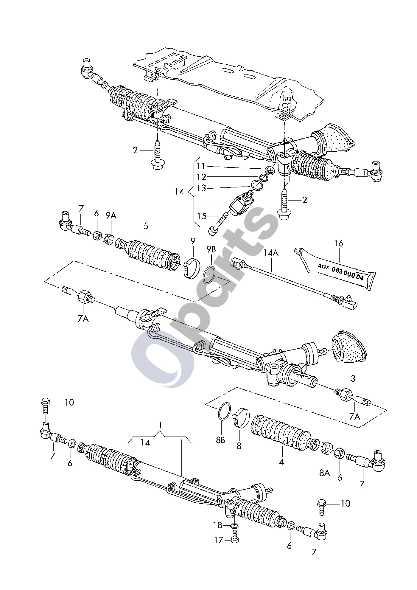 Audi A8 S8 D3 4E (2002–2009) Vairo stiprintuvas schema – pozicija 14: Keitiklis