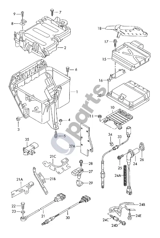 Audi A8 S8 D3 4E valdymo bloko korpusas – schema