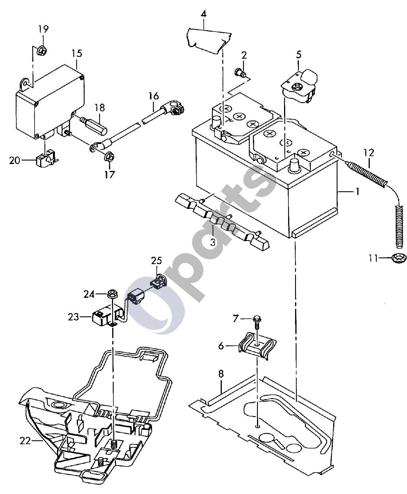 Audi A8 S8 D3 4E (2002–2009) Akumuliatorius; akumuliatoriaus stebėjimo valdymo blokas schema – Akumuliatoriaus - laidų komplektas F 4E-5-000 001>>