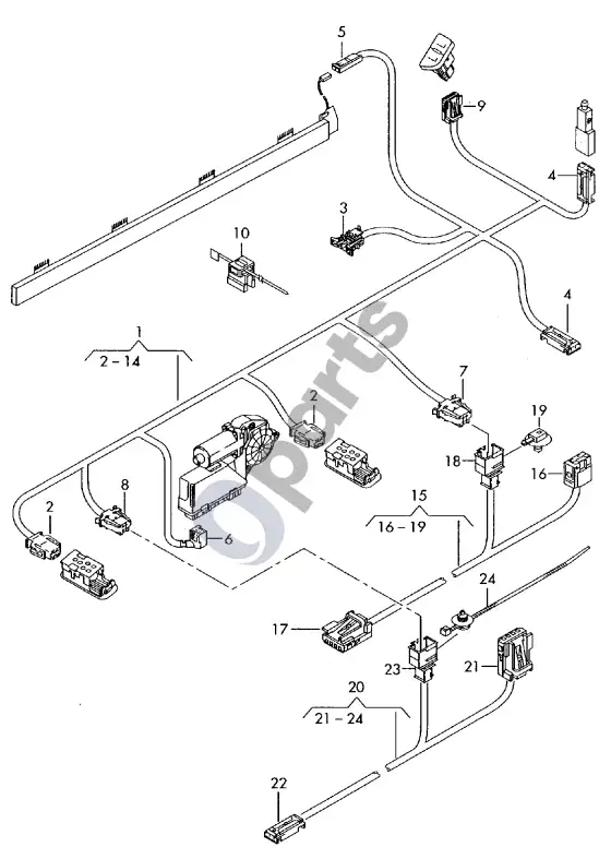 Audi A8 S8 D3 4E durų apšvietimo laidų pynė – schema