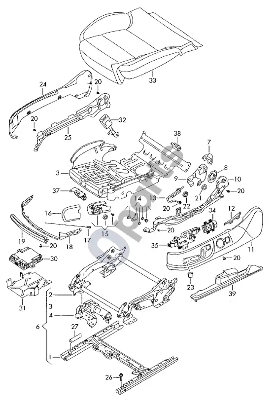 Audi A8 S8 D3 4E sėdynė – schema