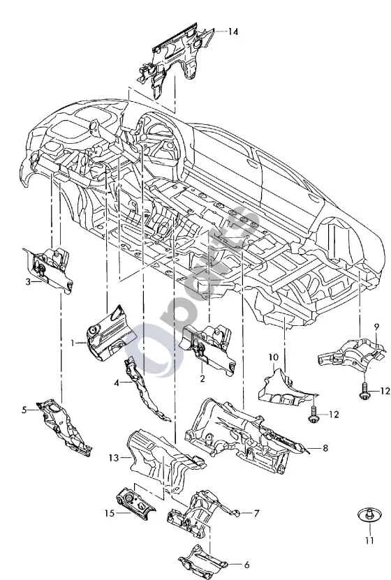 Audi A8 S8 D3 4E šilumos skydas – schema