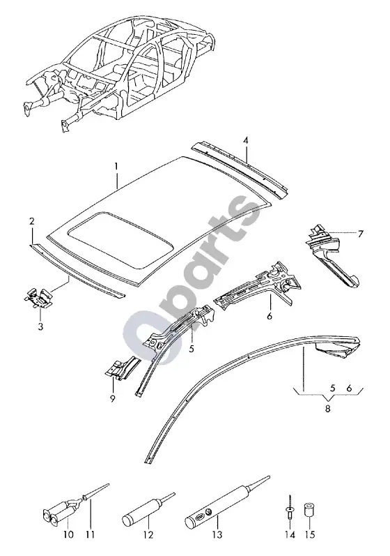 Audi A8 S8 D3 4E stogas – schema