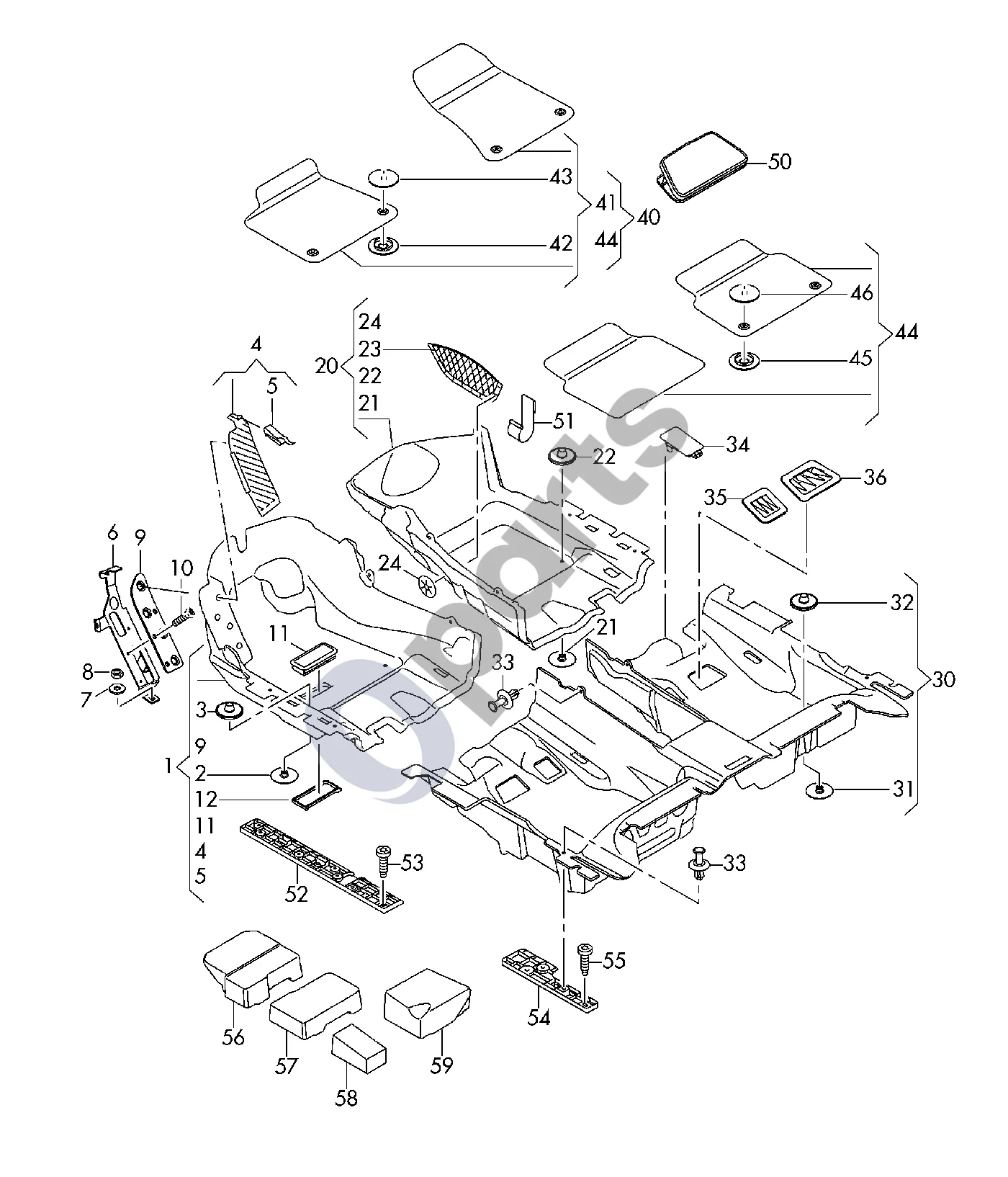Audi A8 S8 D4 4H (2010–2016) Grindų danga schema – pozicija 56: Užpildymo detalė