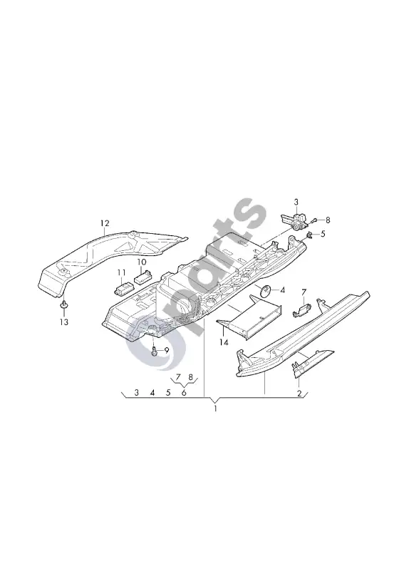 Audi A8 S8 D5 daiktadėžė – schema