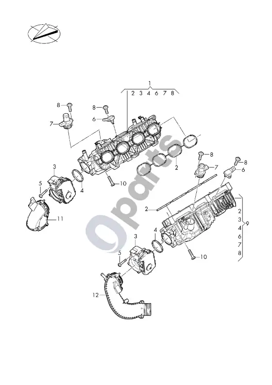 Audi A8 S8 D5 įsiurbimo kolektorius – schema