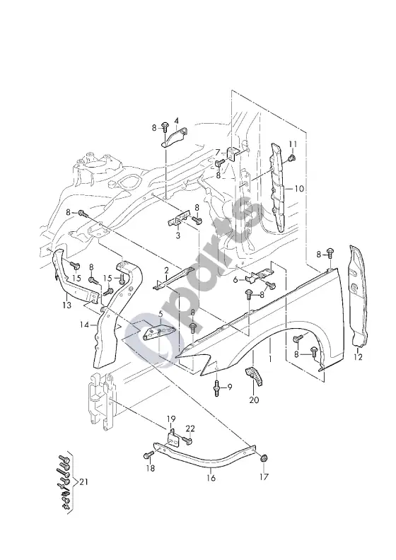 Audi A8 S8 D5 sparnas – schema