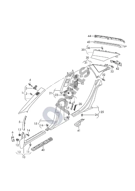Audi A8 S8 D5 statramščio apdaila – schema