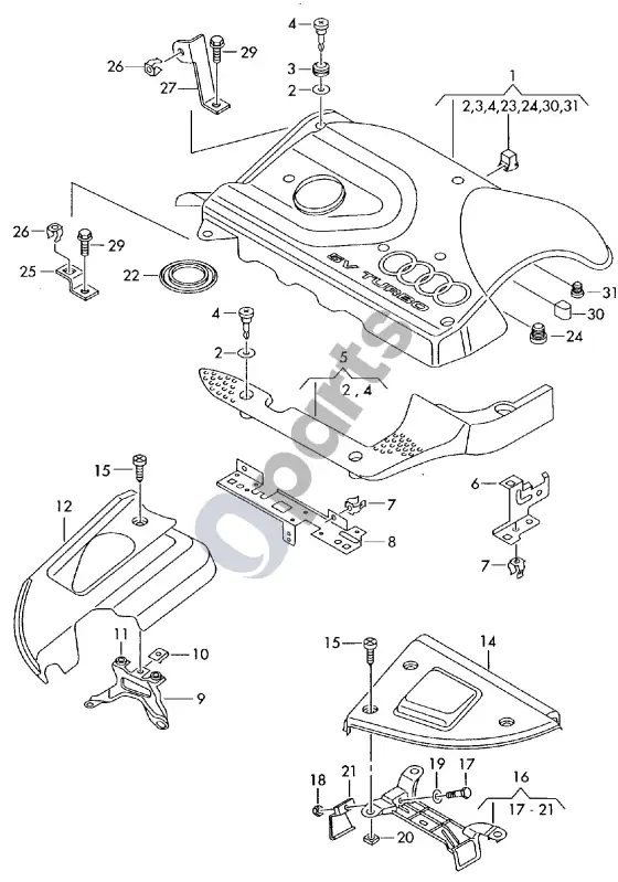 Audi Coupe dangtis – schema