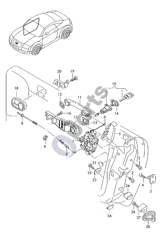 Audi Coupe durų spyna – schema