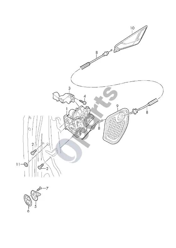 Audi Q2 - durų spyna – schema