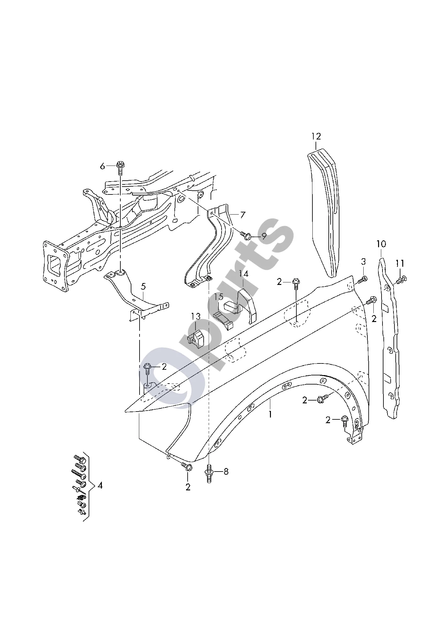 Audi Q3 F3 (2018–2025) Sparnas schema – Sparno laikiklis