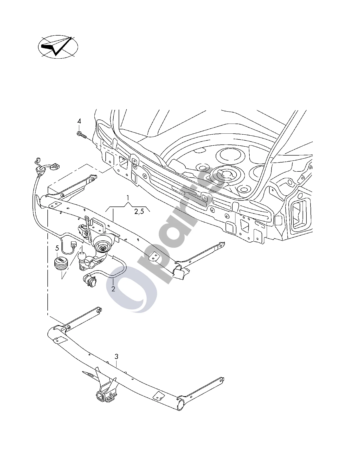 Audi Q3 F3 (2018–2025) Vilkimo kablys schema – pozicija 1: Atlenkiamas vilkimo kablys D - 23.09.2019>>