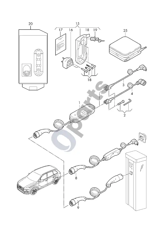 Audi Q4 e-tron įkrovimo kabelis – schema