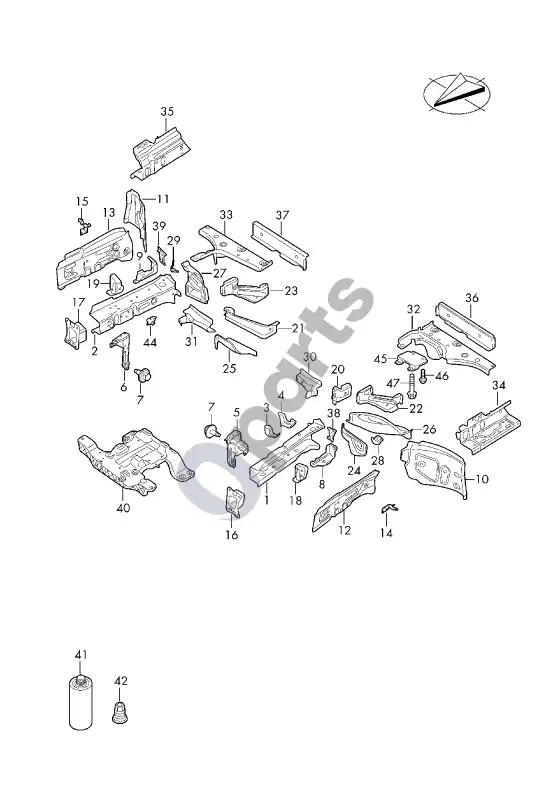 Audi Q4 e-tron lonžeronas – schema