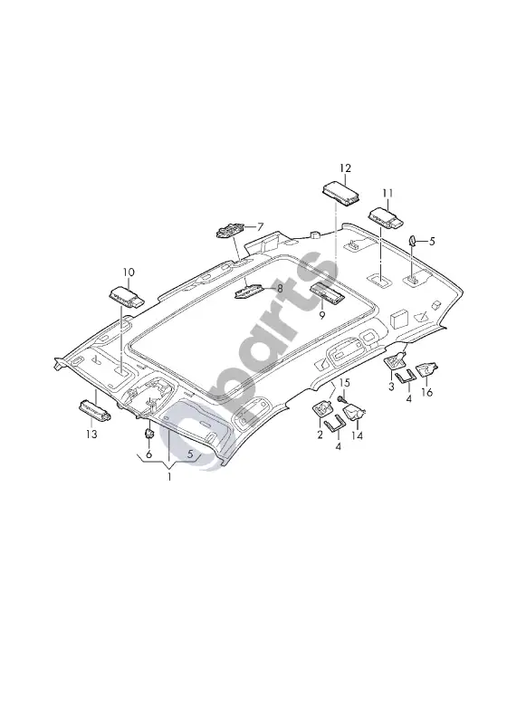 Audi Q6 e-tron stogo apdaila – schema