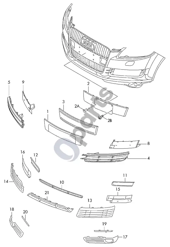 Audi Q7 4L valstybinio numerio rėmelis – schema